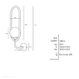 Czarna lampa - biała kula 14cm, kinkiet do salonu sypialni (E14) Aldex (Riva) 1086C1