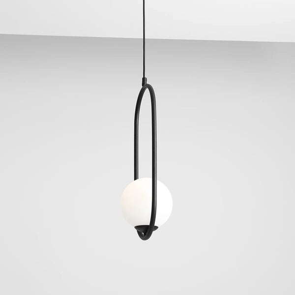 Czarna lampa - biała kula 14cm, wisząca do salonu sypialni (E14) Aldex (Riva) 1086G1