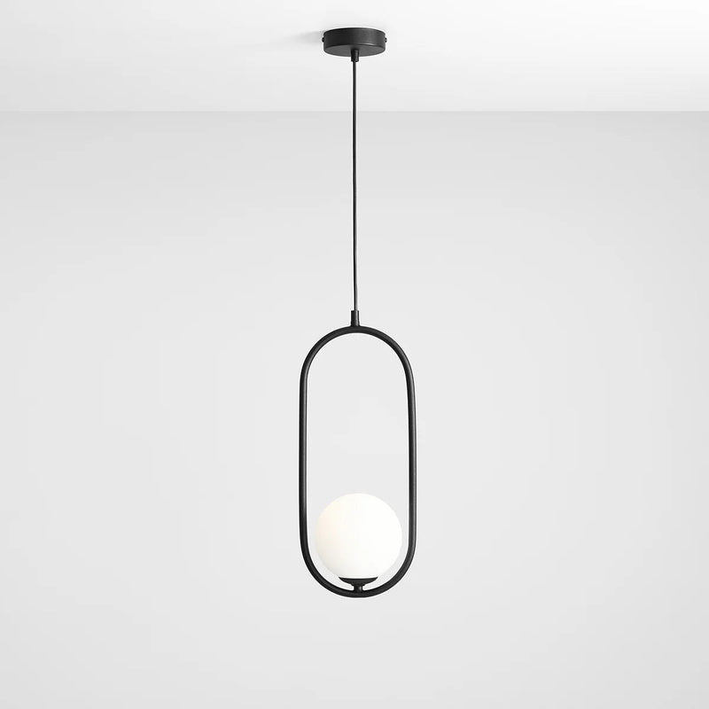 Czarna lampa - biała kula 14cm, wisząca do salonu sypialni (E14) Aldex (Riva) 1086G1