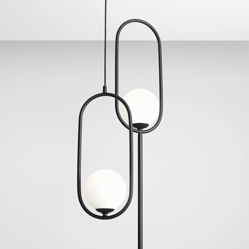 Czarna lampa - biała kula 14cm, wisząca do salonu sypialni (E14) Aldex (Riva) 1086G1