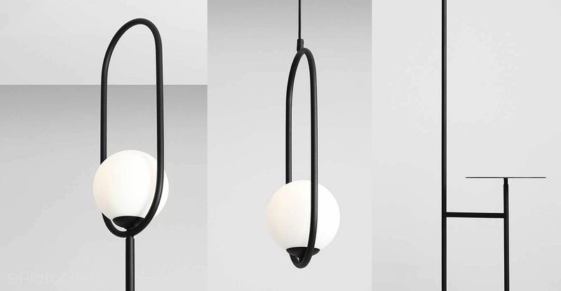 Czarna lampa - biała kula 14cm, wisząca do salonu sypialni (E14) Aldex (Riva) 1086G1