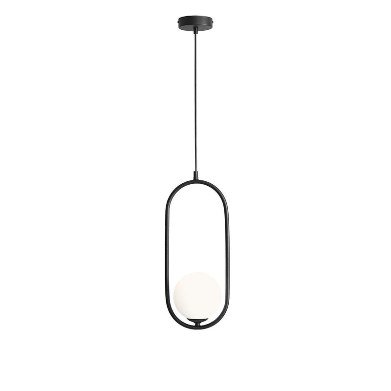 Czarna lampa - biała kula 14cm, wisząca do salonu sypialni (E14) Aldex (Riva) 1086G1