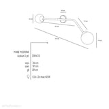 Czarna lampa do salonu, mleczne kule na rurce (poziomy kinkiet 2xE14) Aldex (Pure) 1064D1