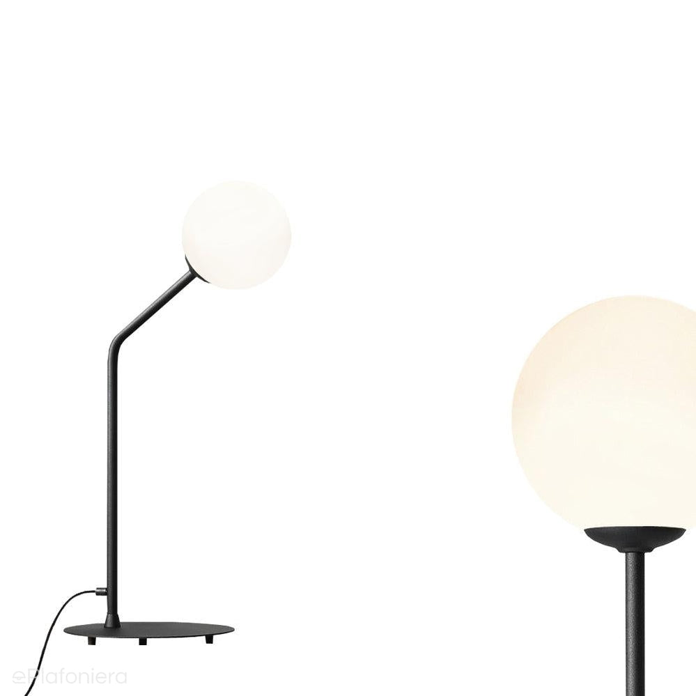Czarna lampa do salonu sypialni, mleczna kula na rurce (biurkowa, E14) Aldex (Pure) 1064B1