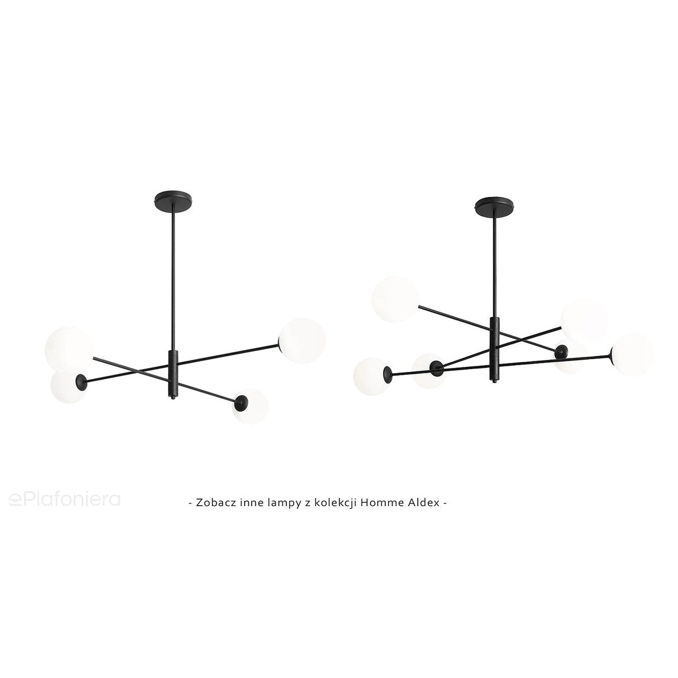 Czarna lampa regulowana Homme - Aldex, żyrandol, białe kule 6x14cm (E14)1090PL-K1
