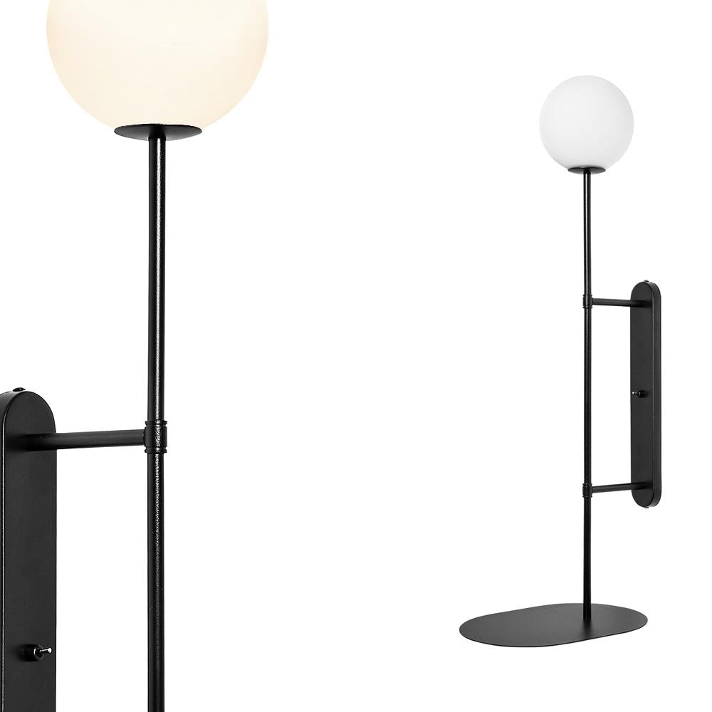 Czarna lampa ścienna Tablo - kinkiet z półką, Ummo