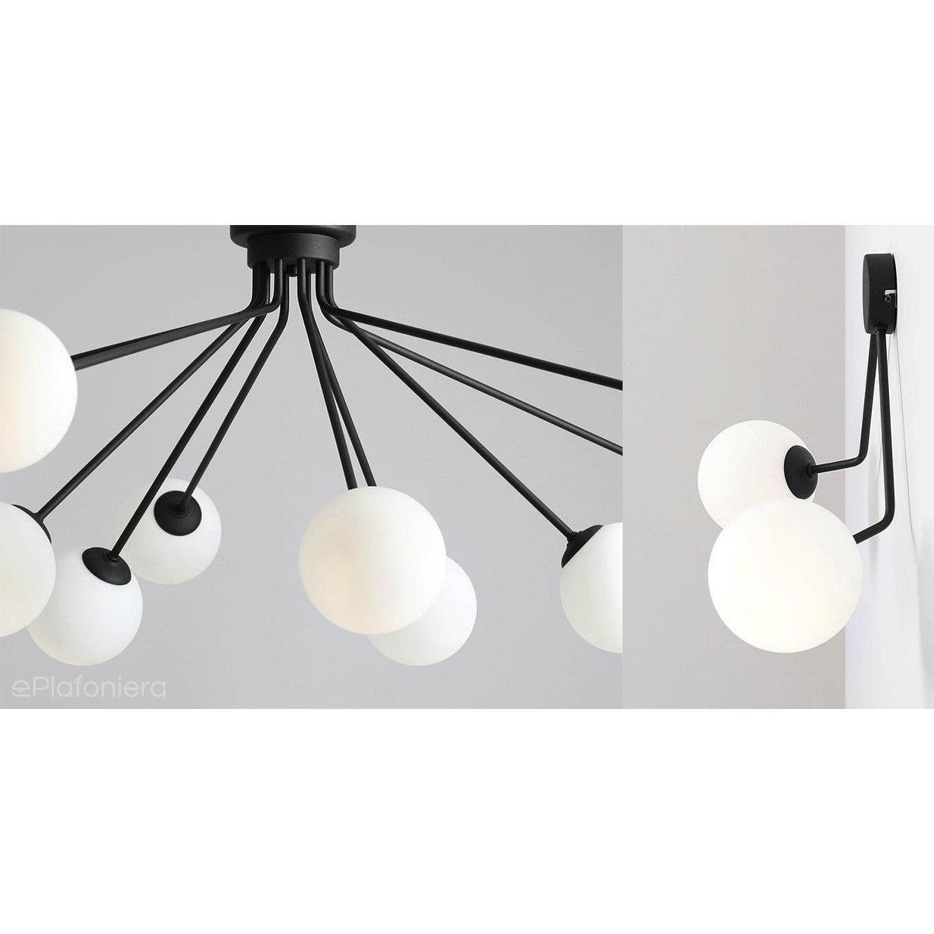 Czarna lampa sufitowa Holm - Aldex, białe kule 10x14cm (E14) 1082PL-M1