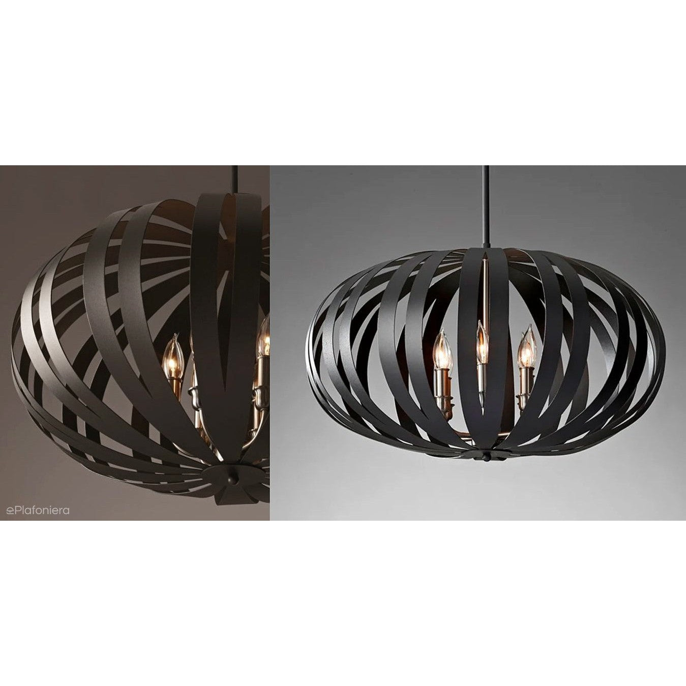 Czarna lampa wisząca 65/55cm loftowa, industrialna do salonu sypialni (E14) Feiss (Woodstock)