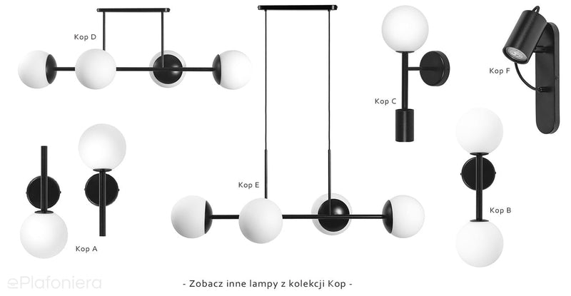 Czarna lampa wisząca kule nad stół Kop E - żyrandol do salonu, sypialni, kuchni Ummo