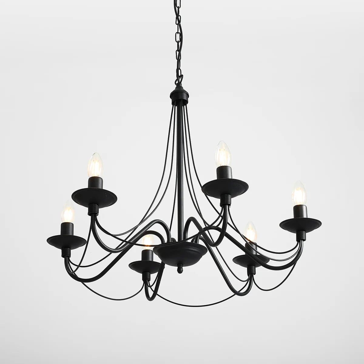 Czarna lampa wisząca - świecznik, żyrandol Róża - Aldex, 6xE14, 397K1