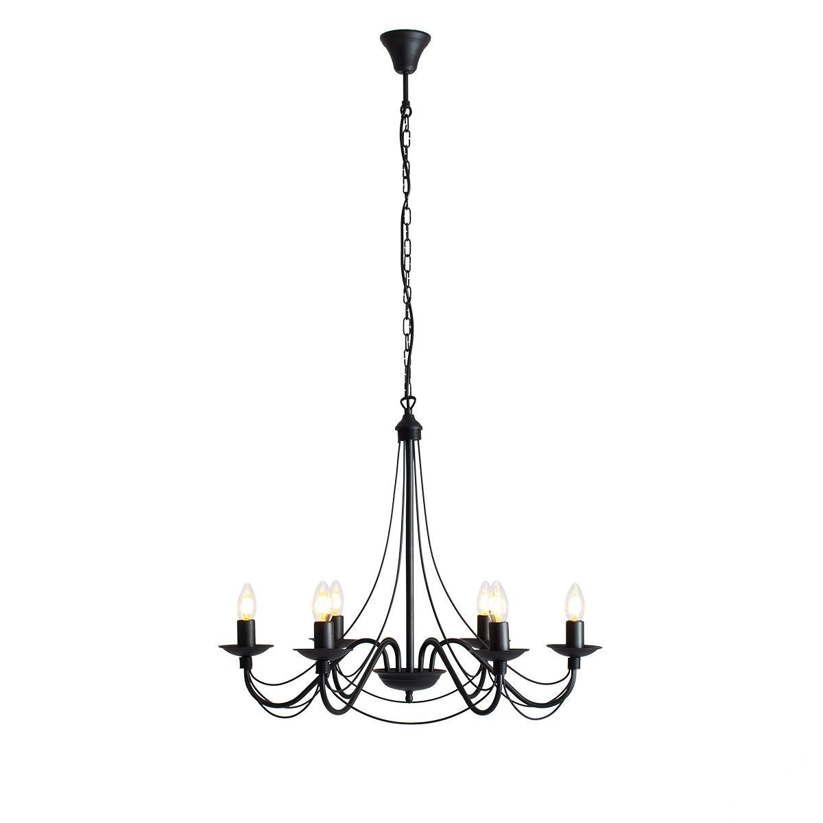 Czarna lampa wisząca - świecznik, żyrandol Róża - Aldex, 6xE14, 397K1