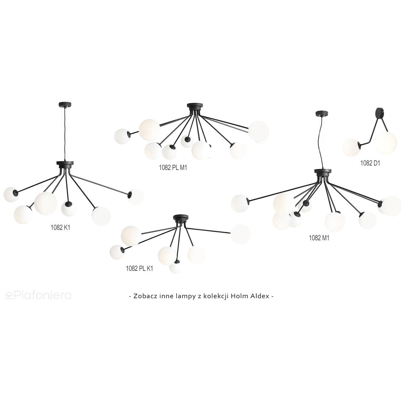 Czarna lampa wisząca - żyrandol, białe kule 10x14cm (E14) Aldex (Holm) 1082M1