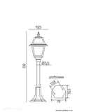 Czarna latarnia - Witraż, stojąca lampa 80/110/160cm zewnętrzna ogrodowa (1x E27) SU-MA