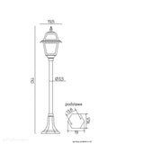 Czarna latarnia - Witraż, stojąca lampa 80/110/160cm zewnętrzna ogrodowa (1x E27) SU-MA