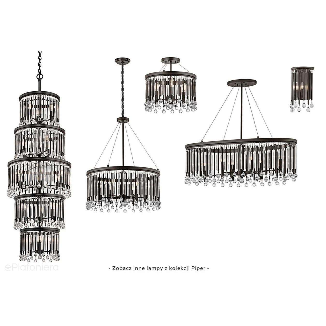 Czarna metalowa lampa ścienna (pręty, koraliki) kinkiet do salonu holu sypialni (2xE14) Kichler (Piper)