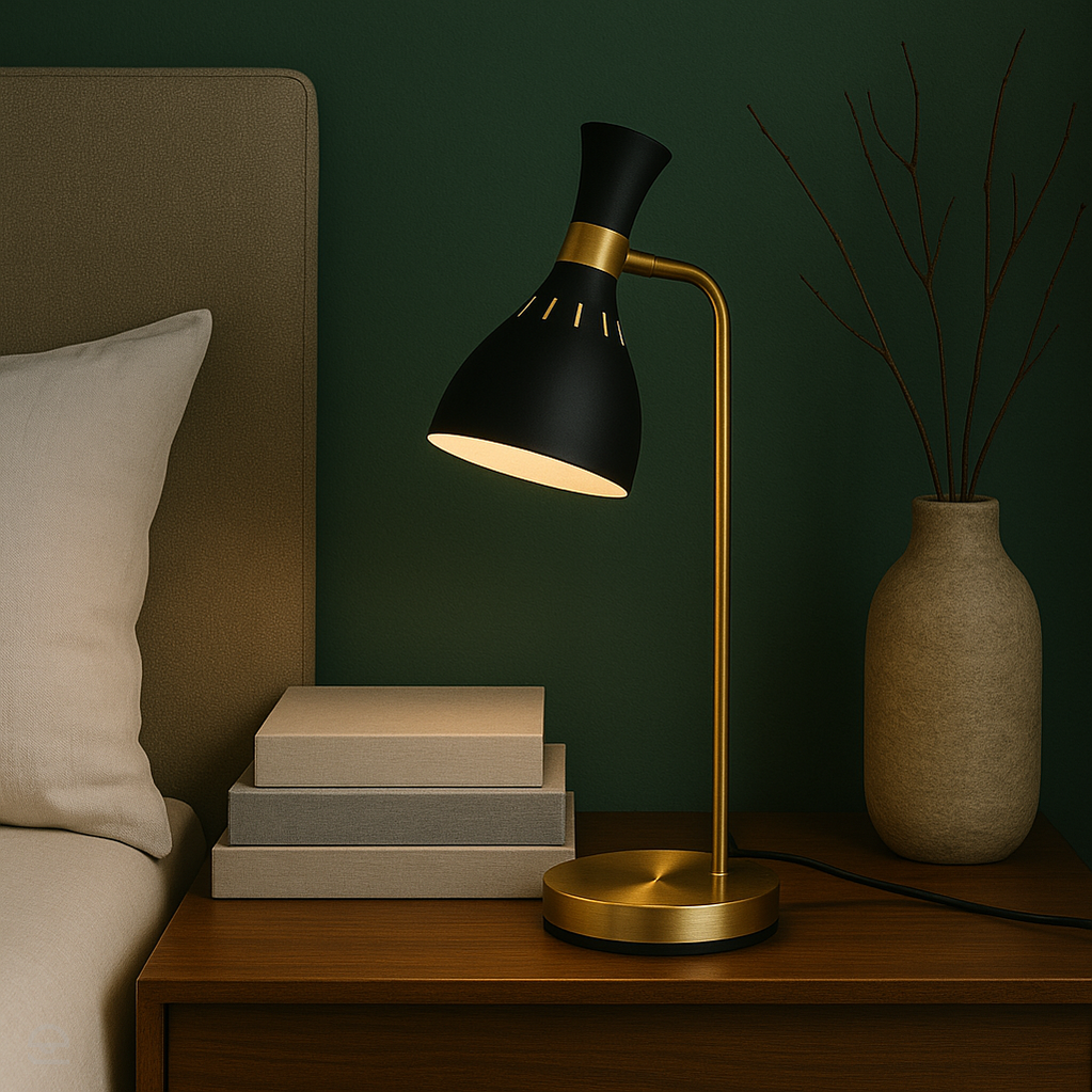 Czarna metalowa lampa stojąca, biurkowa do salonu sypialni, 1xE27 Feiss (Joan)