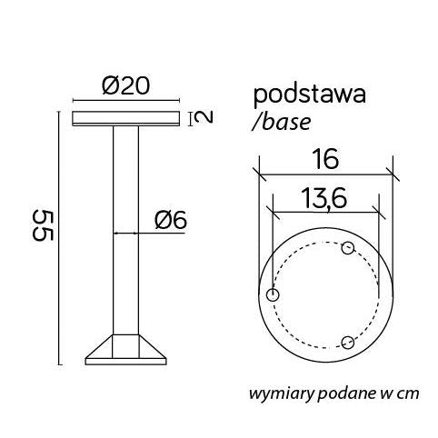 Oprawa stojąca, możliwośc zmiany barwy światła za pomocą przełącznika umieszczonego pod kloszem. Do wyboru barwa 3000 K, 4000 K, 6000 K Rondo II RO-550 SU-MA, SU-MA - ePlafoniera.pl