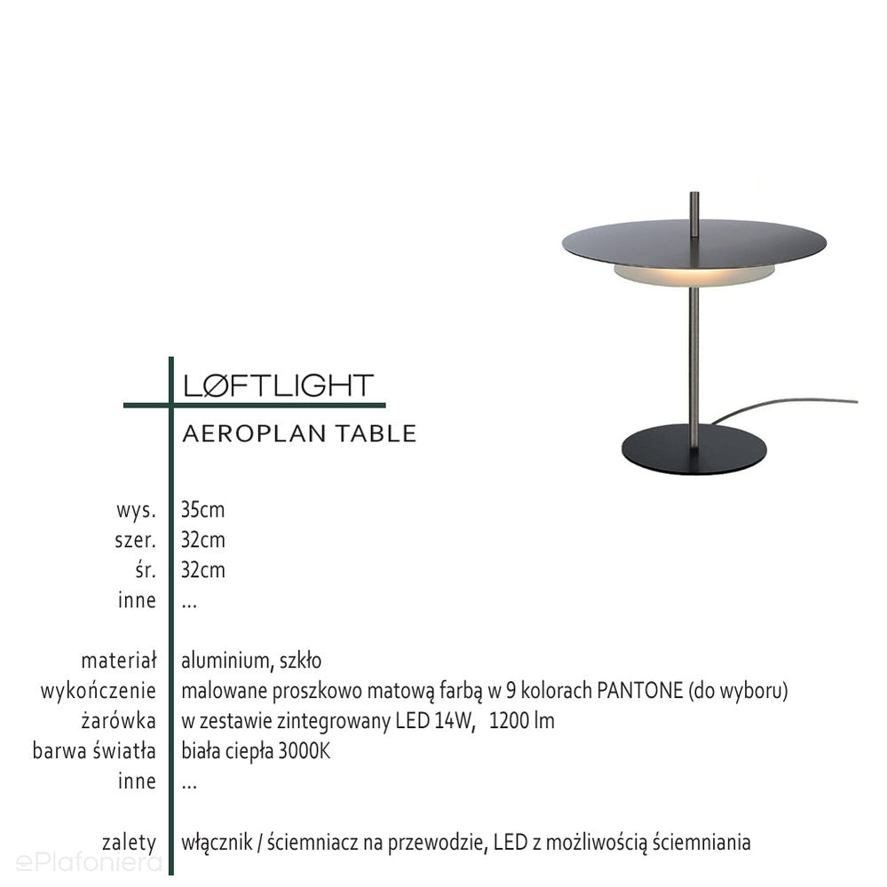 Designerska lampa stołowa Aeroplan Table ze ściemniaczem - Loftlight (różne kolory)