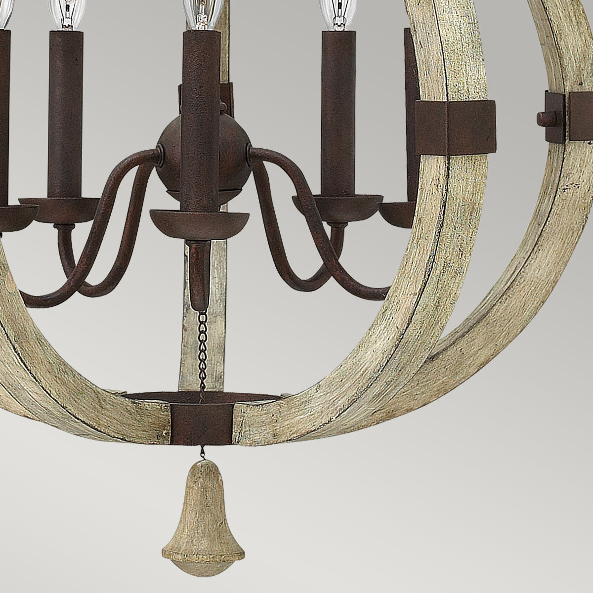 Drewniana lampa wisząca 50cm (rdzawe żelazo) do salonu kuchni sypialni (5xE14) Hinkley (Middlefield)