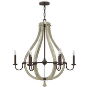 Drewniana lampa wisząca 76cm (rdzawe żelazo) do salonu kuchni sypialni (6xE14) Hinkley (Middlefield)