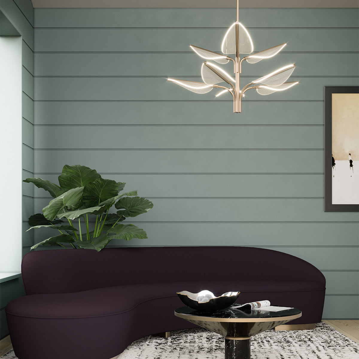 Duża lampa wisząca LED Floriana - Naturalny mosiądz, Alora - ePlafoniera.pl