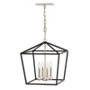 Duża lampa wisząca/ Półplafon Stinson - 4 źródła światła - Czarna/ Polerowany nikiel