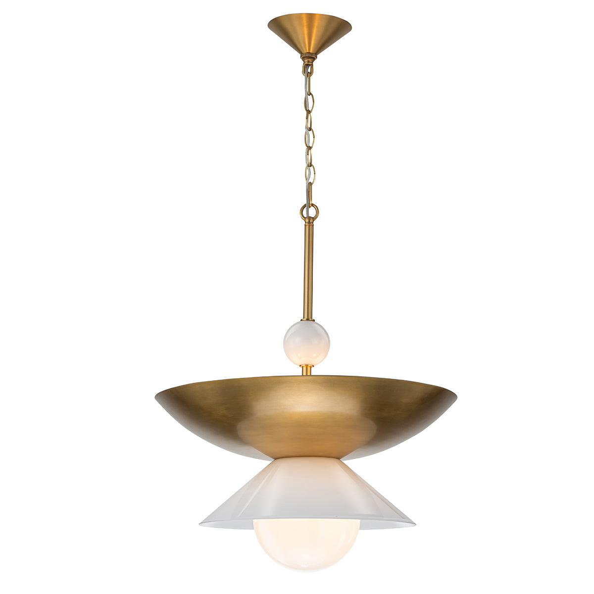 Duża lampa wisząca Saucer - 4 źródła światła - Postarzany mosiądz, Quintiesse - ePlafoniera.pl