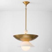 Duża lampa wisząca Saucer - 4 źródła światła - Postarzany mosiądz, Quintiesse