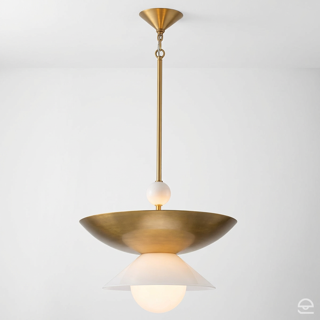 Duża lampa wisząca Saucer - 4 źródła światła - Postarzany mosiądz, Quintiesse