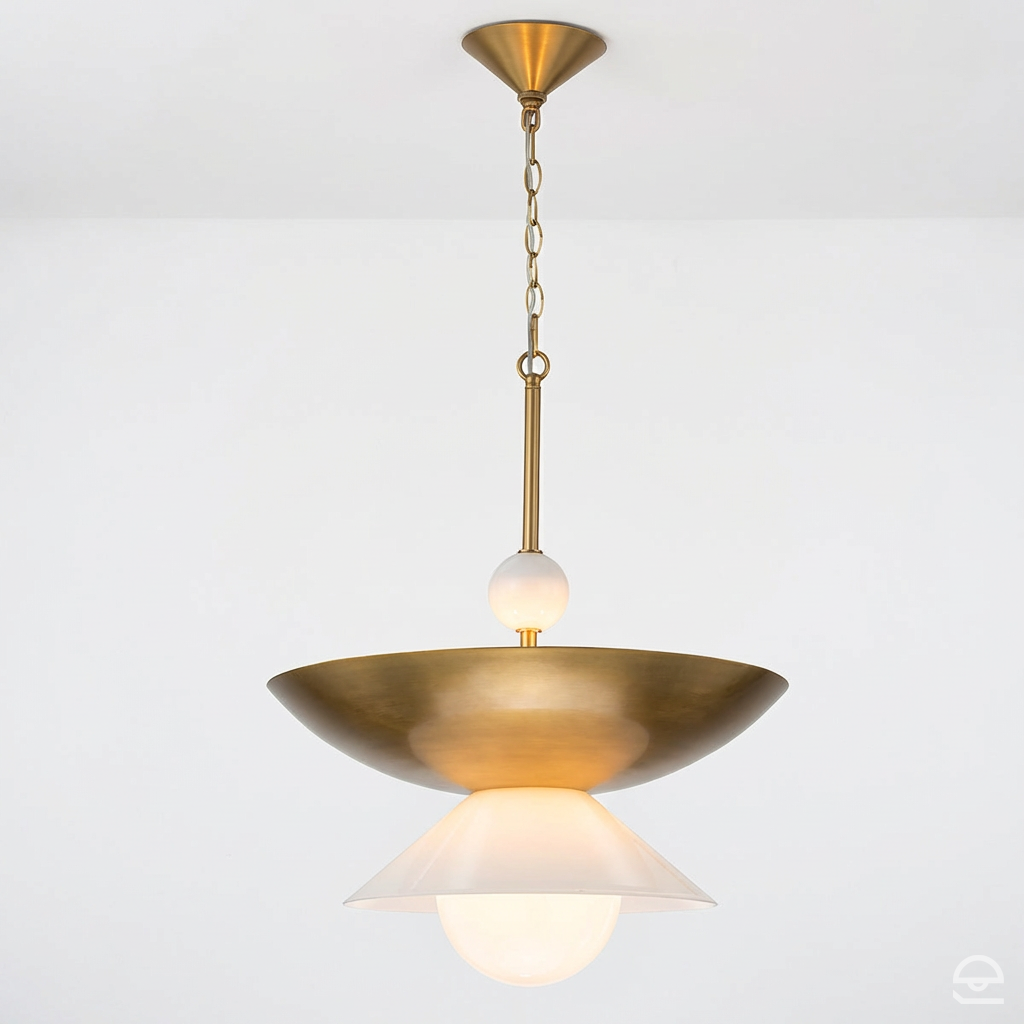 Duża lampa wisząca Saucer - 4 źródła światła - Postarzany mosiądz, Quintiesse