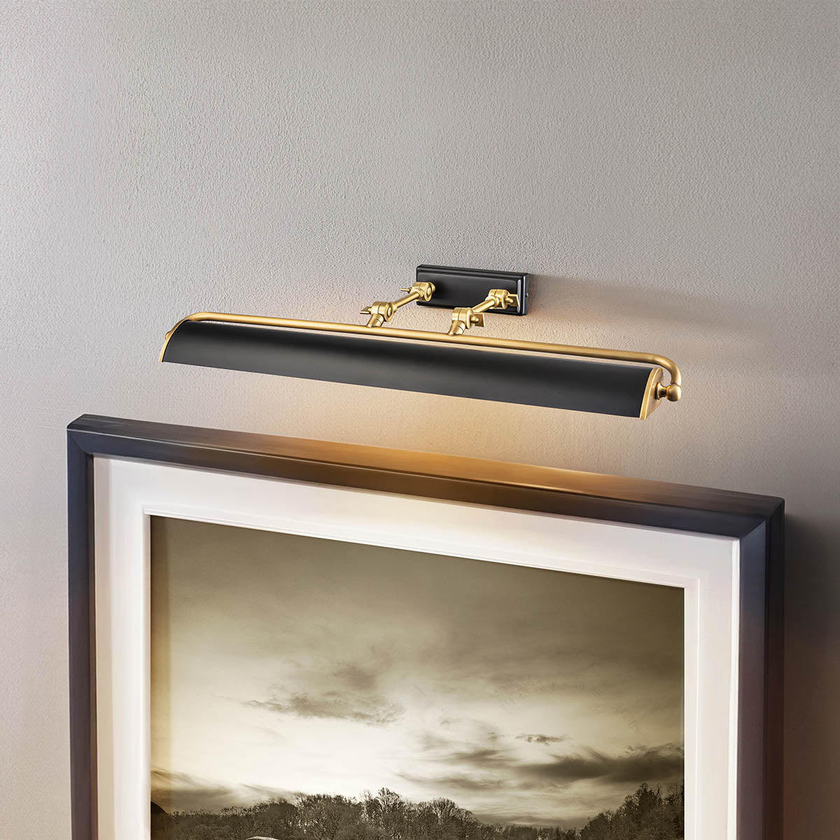 Duża obrazówka Winchfield -  4 źródła światła - Postarzany mosiądz & Matowa czerń, Elstead Lighting - ePlafoniera.pl