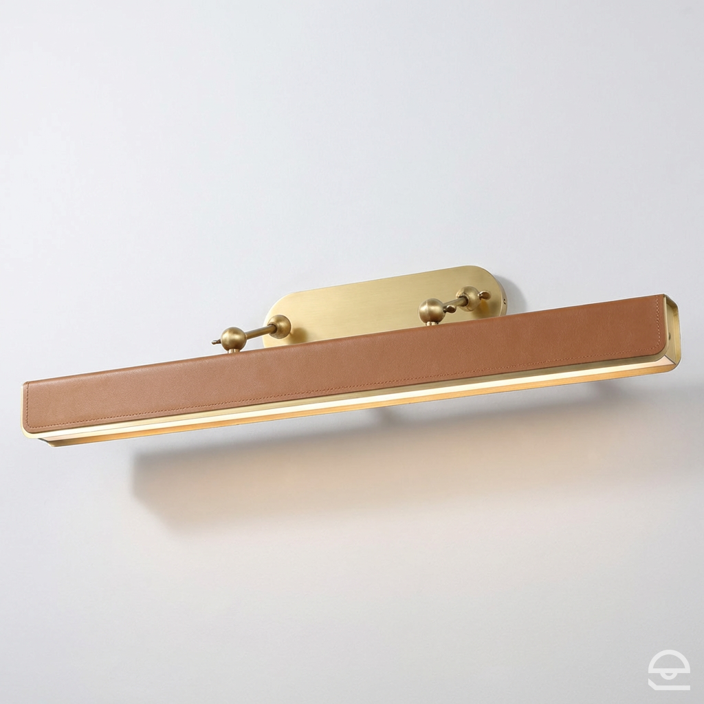 Duża obrazówka LED Valise Picture - Vintage mosiądz, skóra koniakowa, Alora