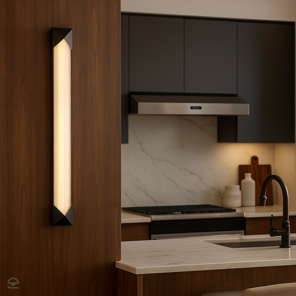 Duży kinkiet LED Caesar - Miejski brąz, Alora