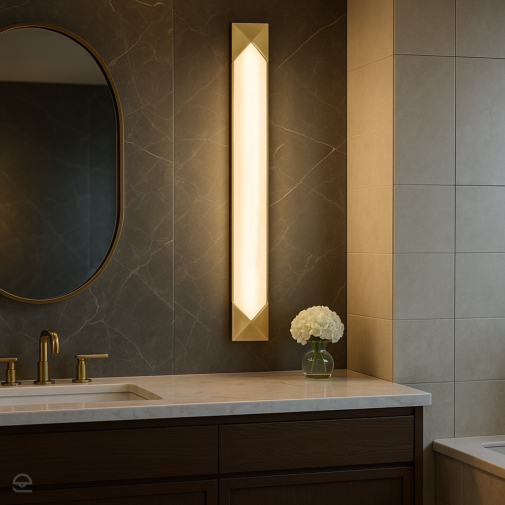 Duży kinkiet LED Caesar - Vintage mosiądz, Alora