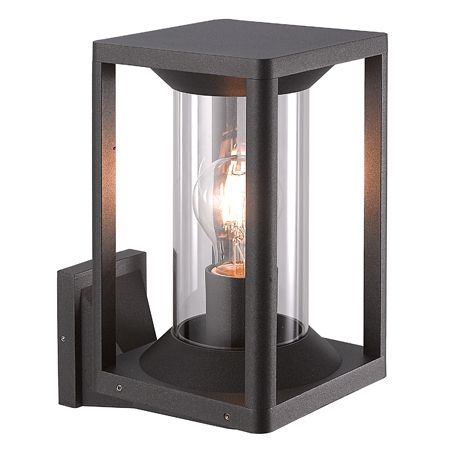 Nowoczesna czarna latarnia ogrodowa 27x14cm - lampa ścienna zewnętrzna, kinkiet (1x E27) SU-MA (Porto)