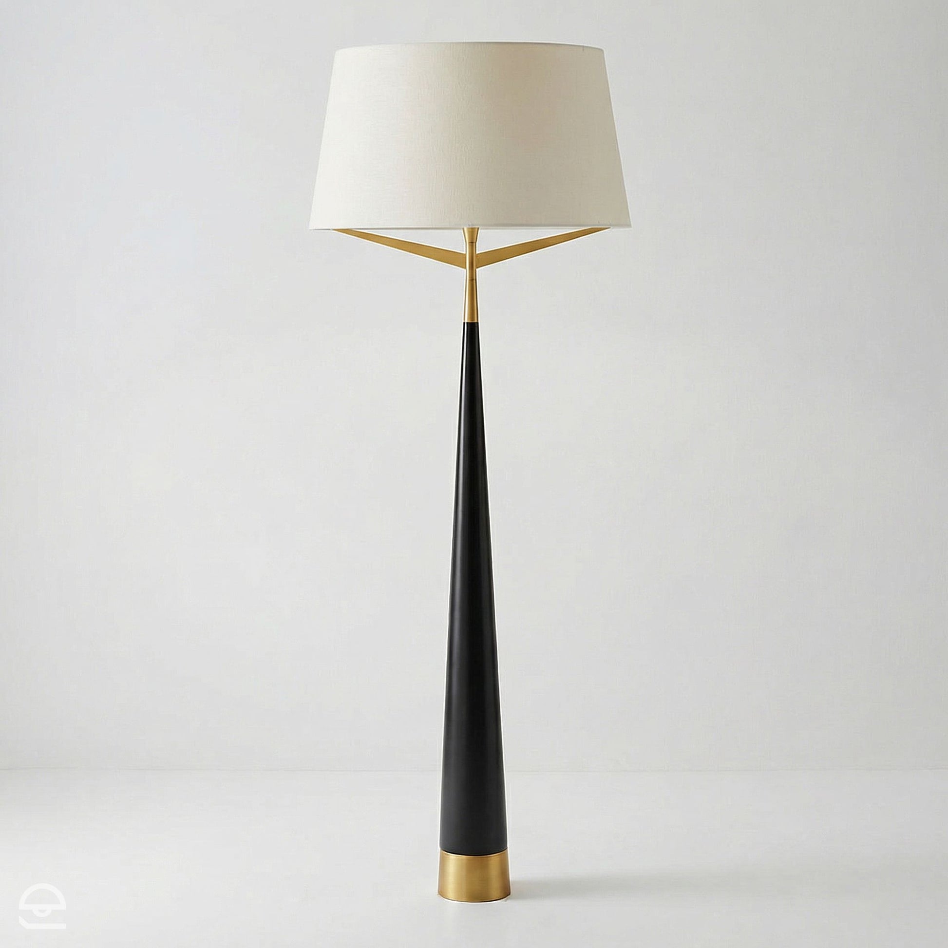 Elden Lobby – lampa podłogowa stożkowa, czarny mat i mosiądz