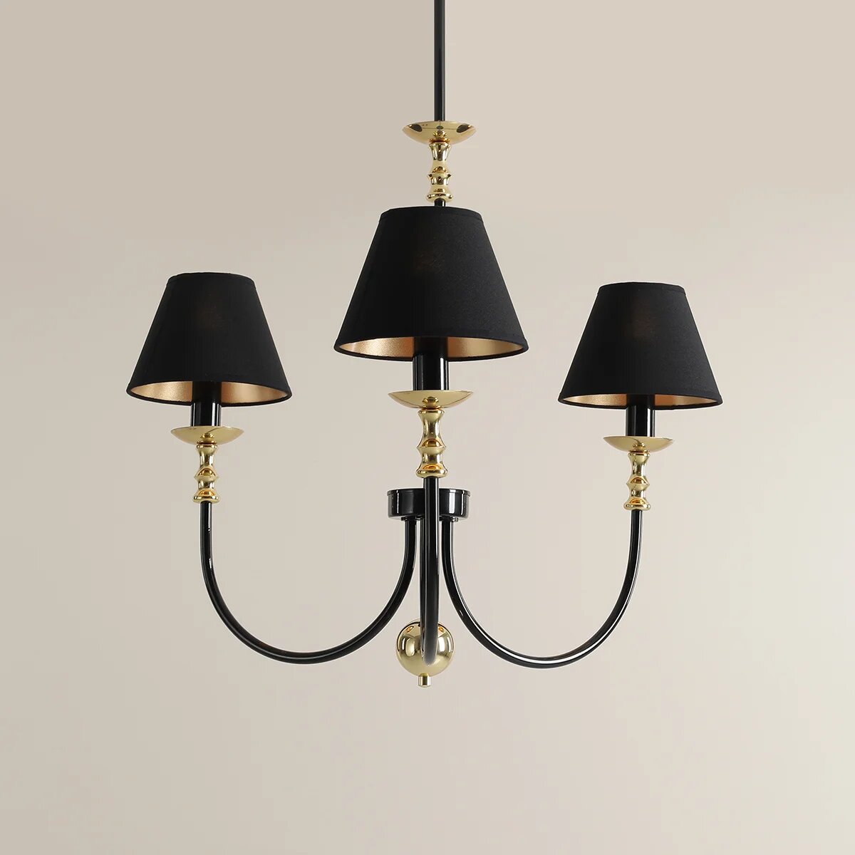Elegancki czarny żyrandol Roma 3 Black, z mosiądzem  - Aldex (1118E1)