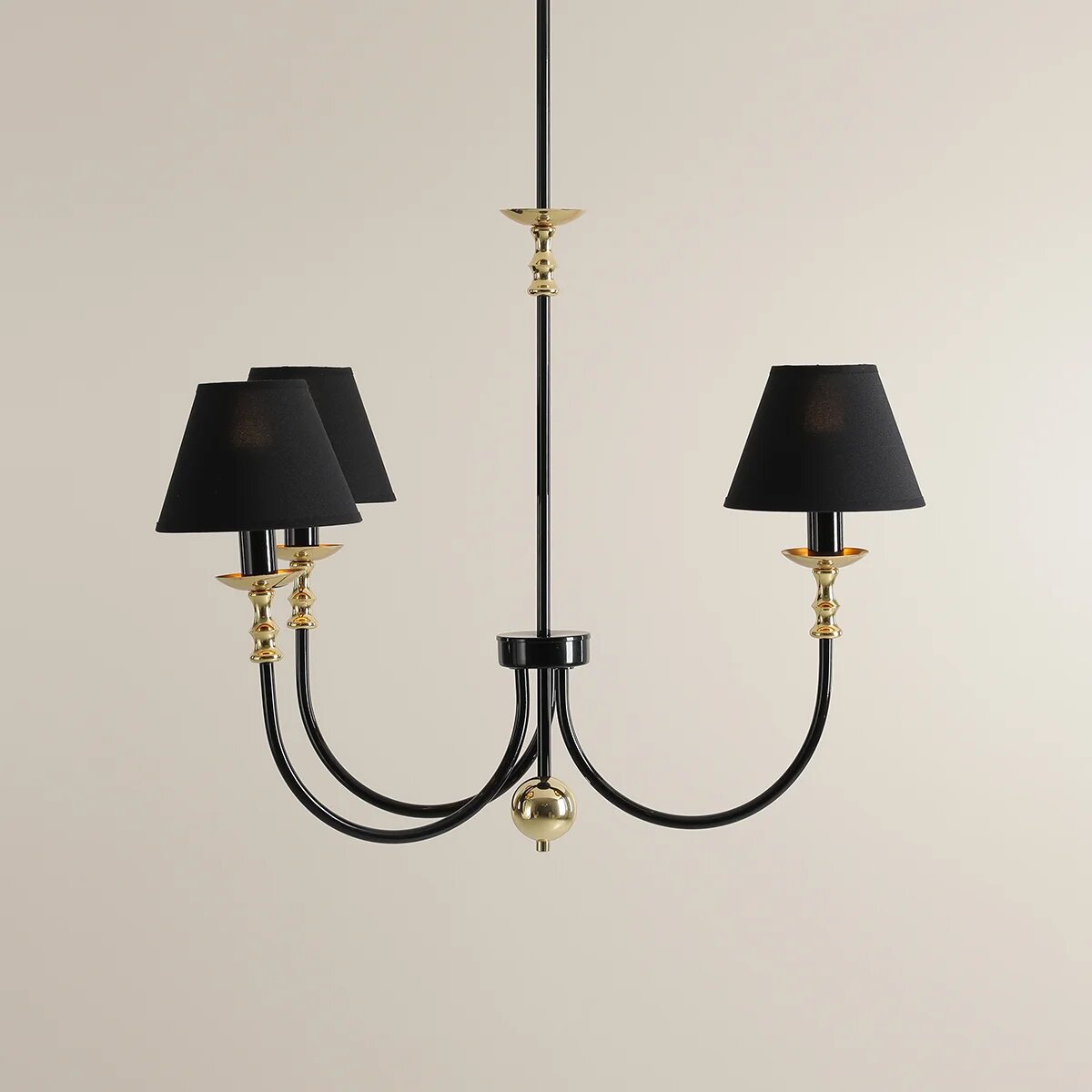 Elegancki czarny żyrandol Roma 3 Black, z mosiądzem  - Aldex (1118E1)