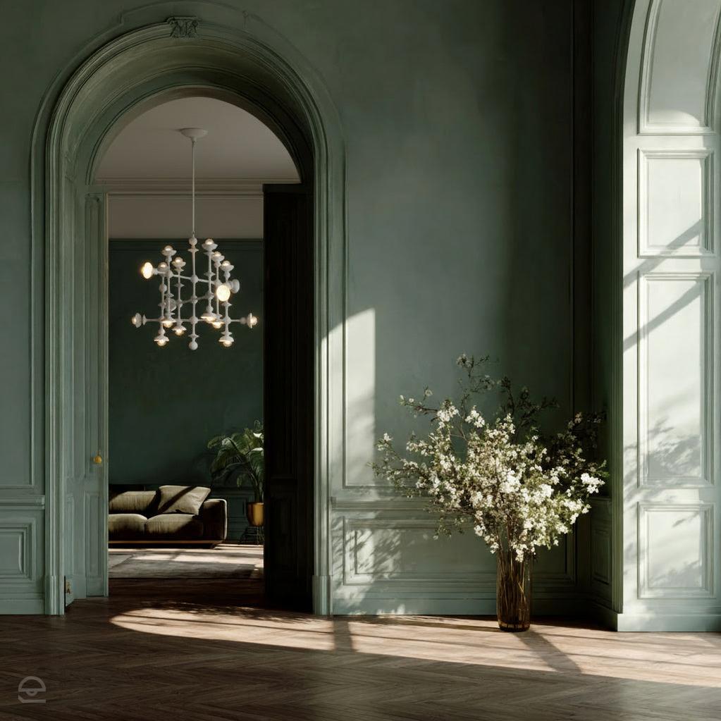 Żyrandol Cadence - 18 źródeł światła - Antyczna biel, Alora