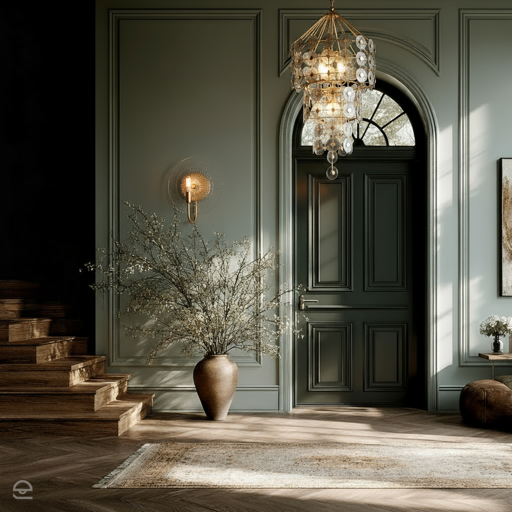 Lampa wisząca Meridian - 9 źródeł światła - Przecierane złoto, Quintiesse