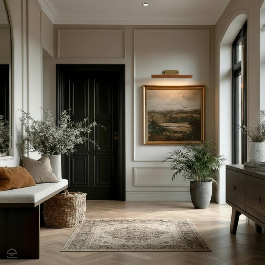 Duża obrazówka LED Valise Picture - Vintage mosiądz, skóra koniakowa, Alora