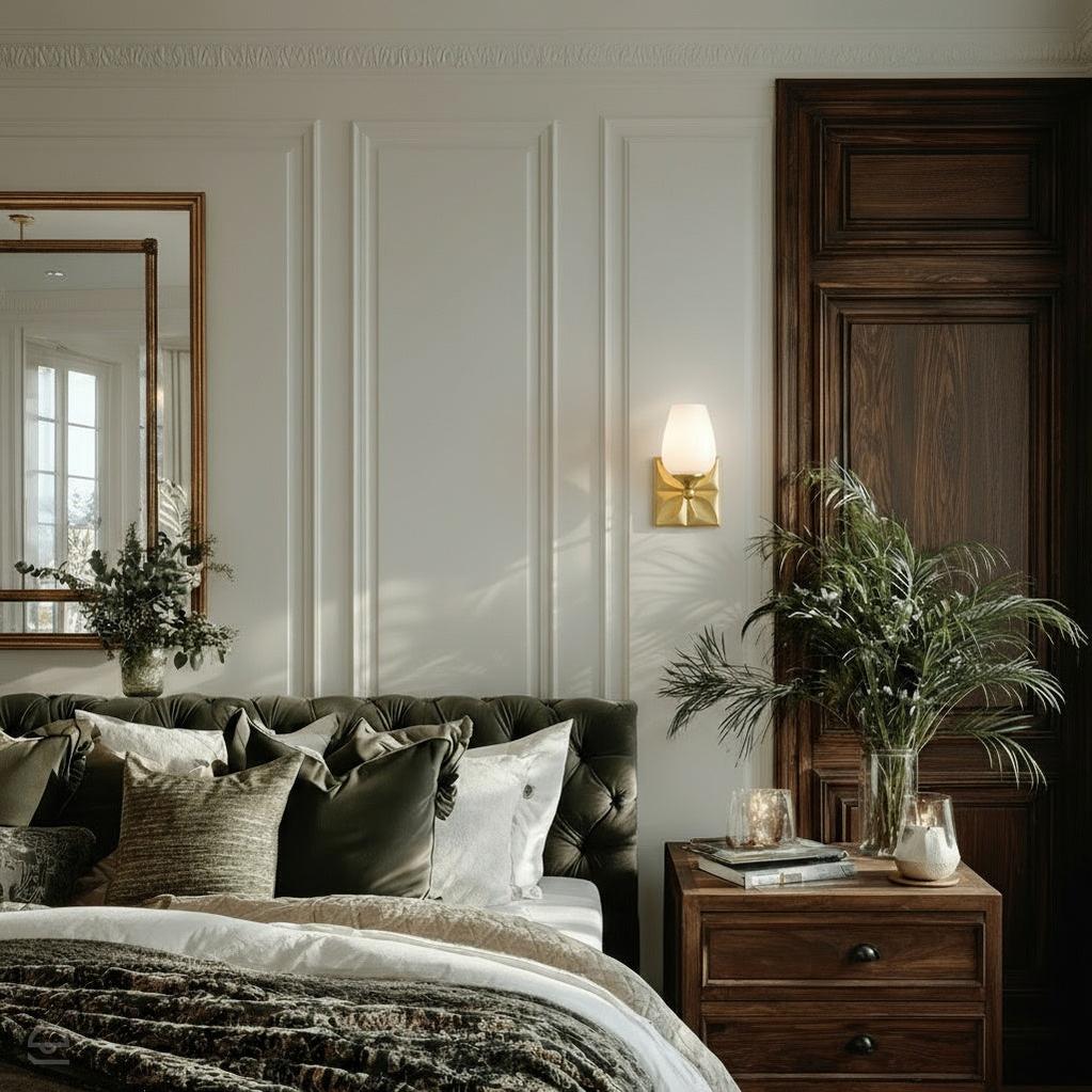 Kinkiet Epsilon w kształcie tulipana - postarzany mosiądz