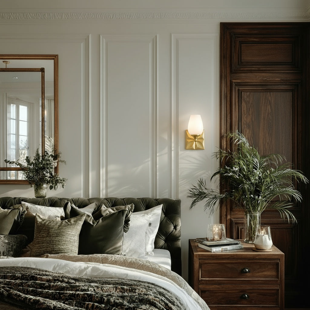 Kinkiet Epsilon w kształcie tulipana - postarzany mosiądz