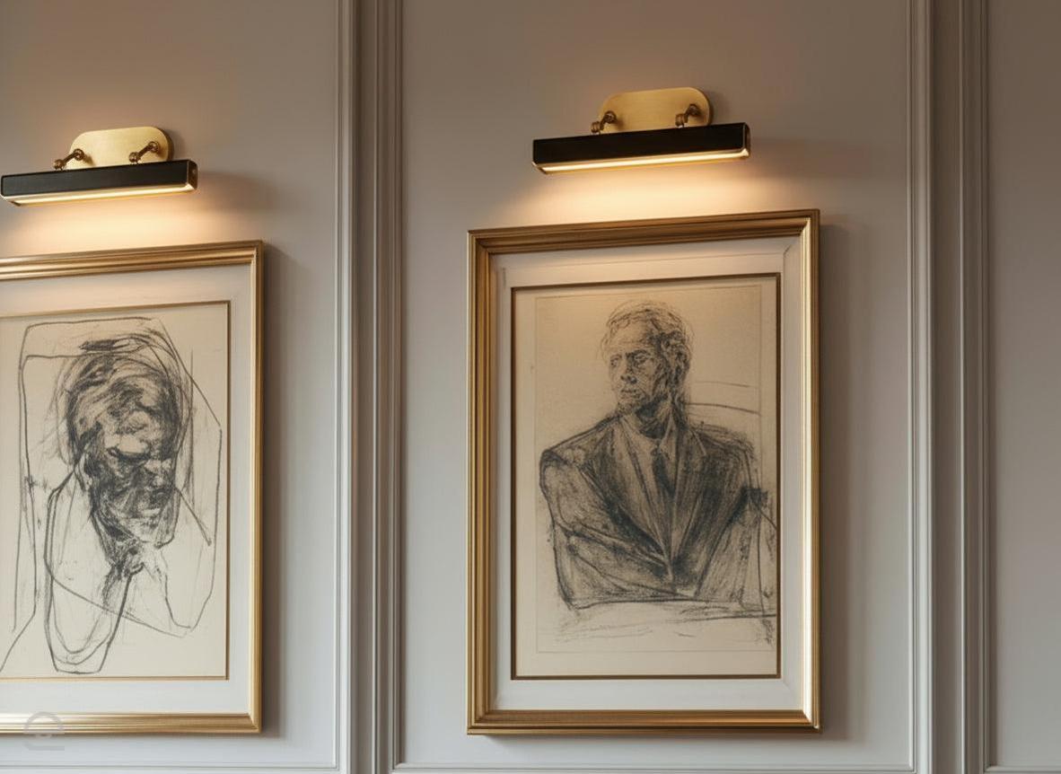 Średnia obrazówka LED Valise Picture - Vintage mosiądz, skóra smokingowa, Alora