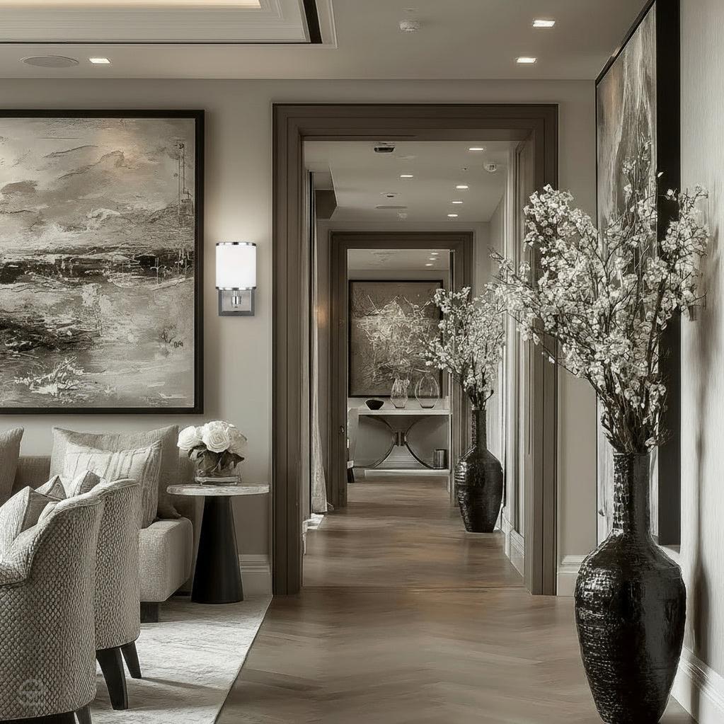 Klasyczna lampa ścienna Prospect chrom, szkło, nikiel