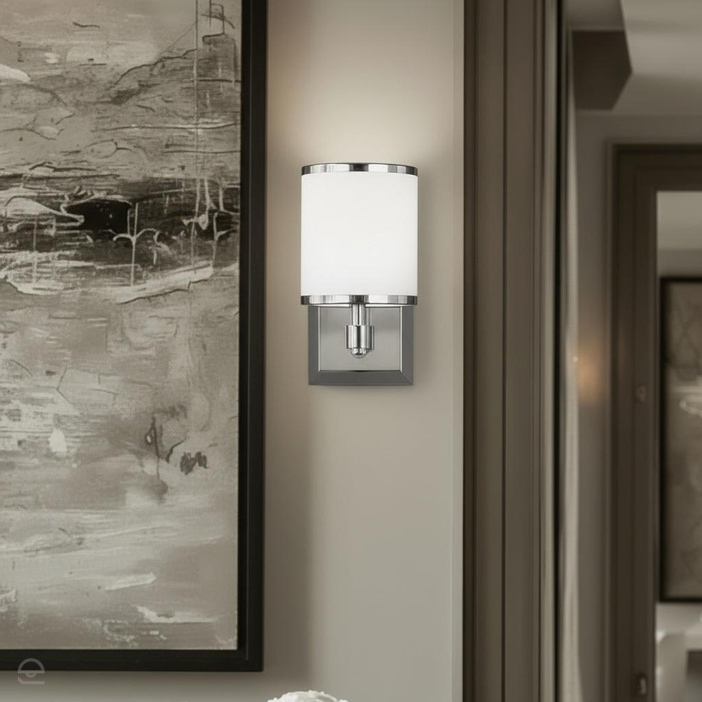 Klasyczna lampa ścienna Prospect chrom, szkło, nikiel