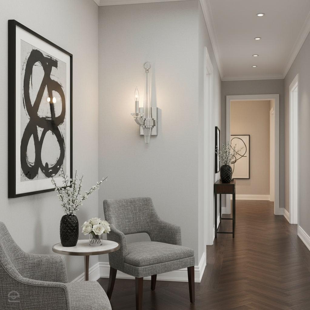 Kryształowy kinkiet świecznik Ascher - polerowany nikiel