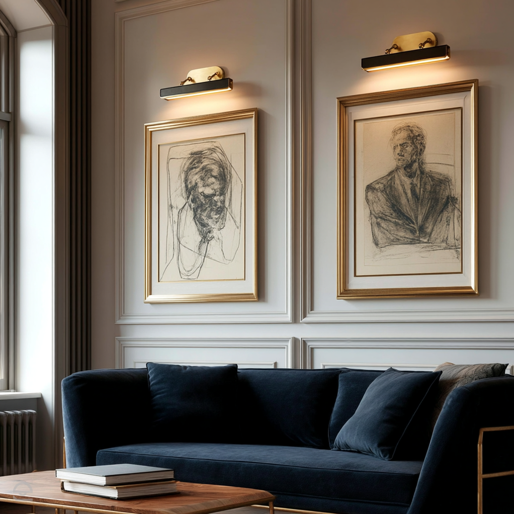 Średnia obrazówka LED Valise Picture - Vintage mosiądz, skóra smokingowa, Alora