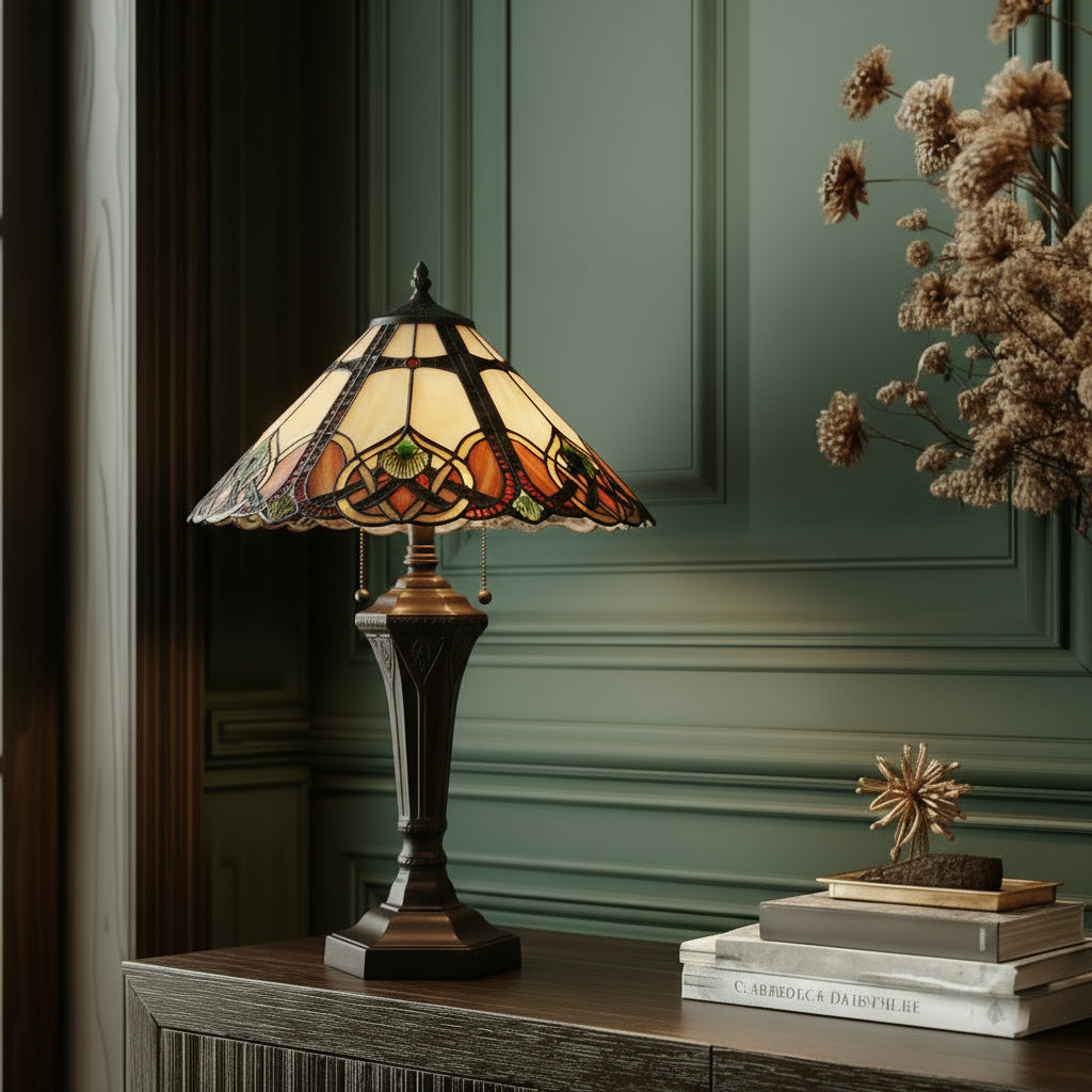 Lampa stołowa witrażowa Tiffany - Cambridge
