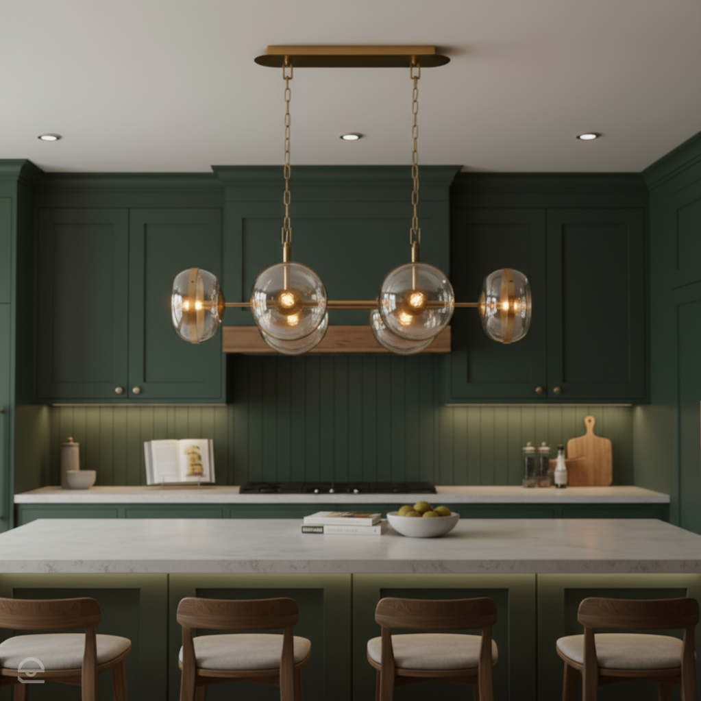 Lampa wyspowa Nottingham - Antyczny mosiądz (6 źródeł światła)